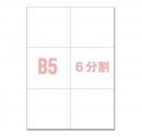 B5サイズ 6分割 マイクロミシン目入りPPC用紙 (500枚) スーパーホワイト　YO-034